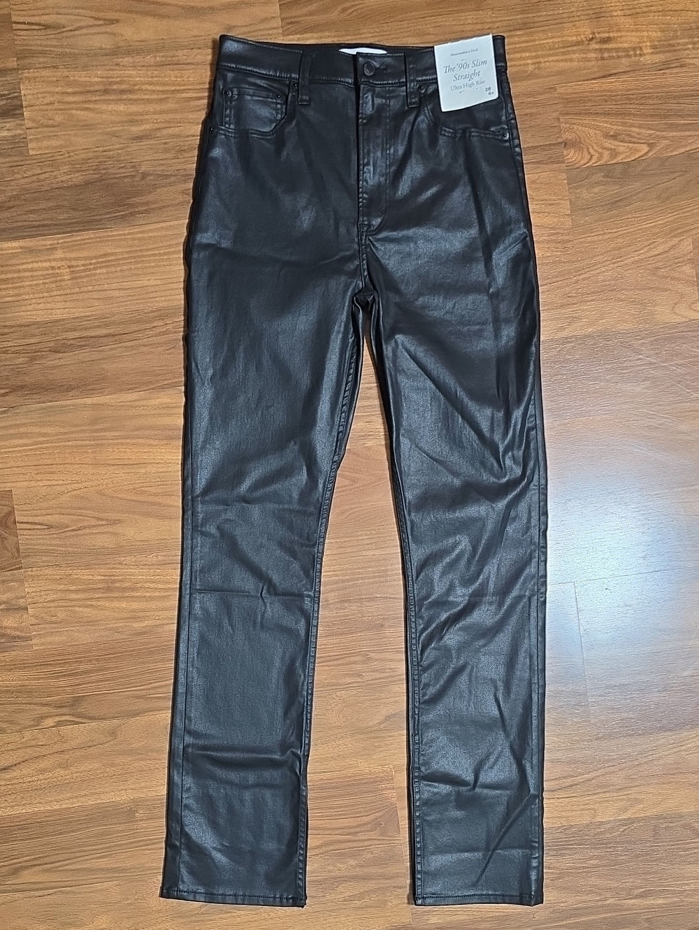 Abercrombie & Fitch The ’90s Slim Straight Ultra High Rise Coated Jeans